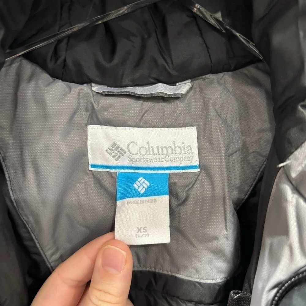 Columbia Kids Gray Black Hooded Ski Snow Jacket Soze XS 6/7